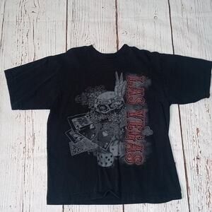 Bayside Vintage Las Vegas Dice Skull Crew Neck T Shirt Made In USA Mens Large